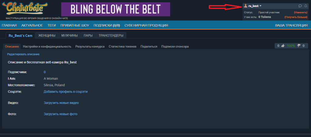 Chaturbate Profile Settings