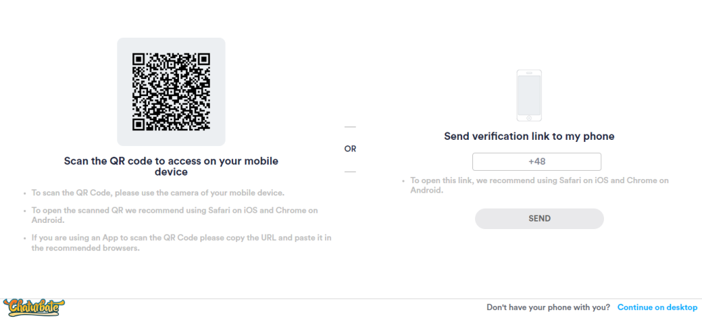 Registering a Webcam Model Account on Chaturbate - Choosing a Verification Method