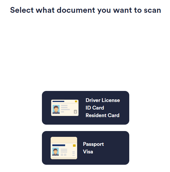 Registering a webcam model account on Chaturbate - selecting a document for verification